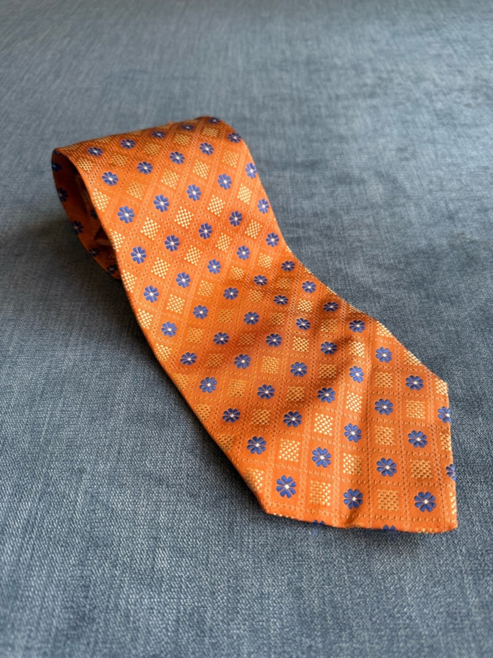 VTG Mark Shale 100% Silk USA Made Purple Orange Floral Mens Neck Tie Retro 70S